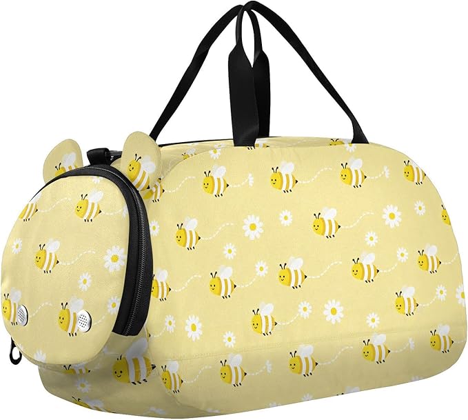Bumble Bees Yellow Cute Gym Duffel Bag with Shoes Compartment Large Capacity Gymnastics Sports Bag for Travel, Swimming, Dance, Ballet bolsa de viaje para mujer