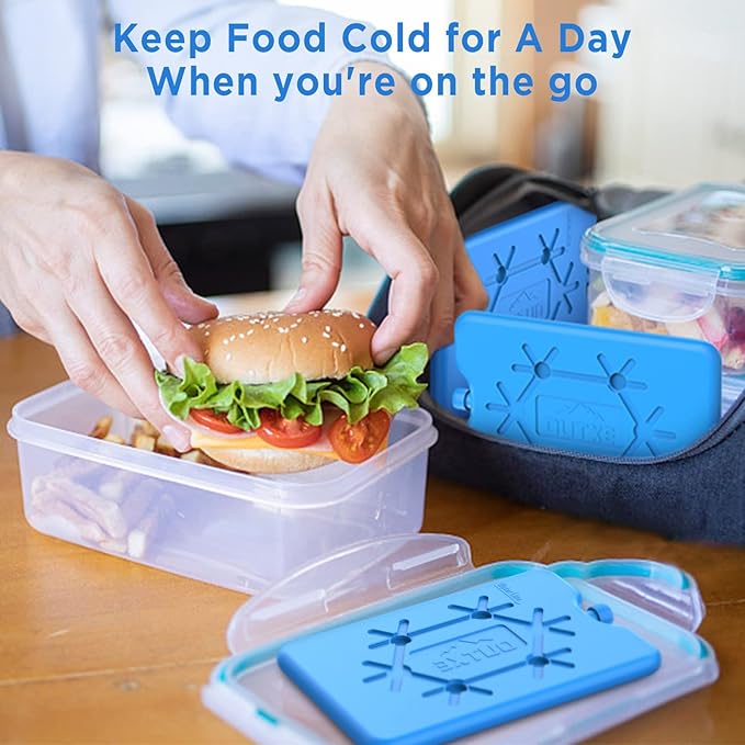 OUTXE Ice Packs for Lunch Box - Reusable Ultra-Thin Freezer Packs - Long-Lasting Cool Packs for Coolers, Keep Food Fresh and Cold in Lunch Boxes and breastmilk Bags
