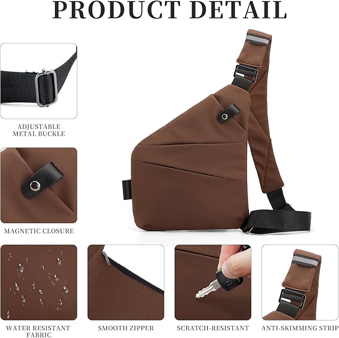 Anti Theft Crossbody Travel Bag for Women Men,Multi-pocket Crossbody Bag,Slim Sling Bag with Adjustable Strap