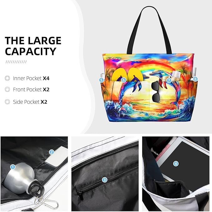 Large Beach Tote Bag Beach Bag Waterproof Sandproof Lightweight Women Tote