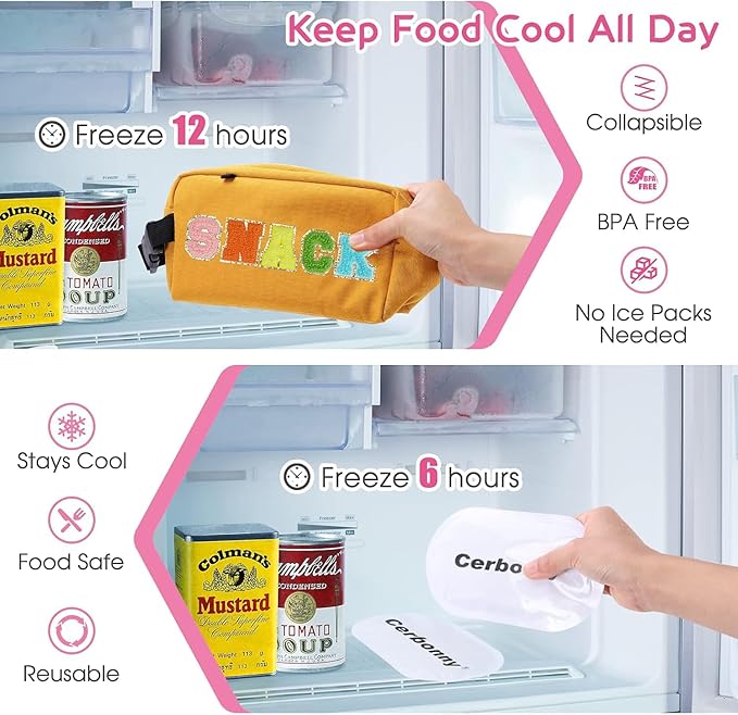 Freezable Lunch Bag,Freezable Snack Bag,Mini Cooler Bag for Travel/Work/School,Small Insulated Bag,Small Cooler Lunch Box with Ice Packs,Insulated Snack Bag,Freezable Snack Box with Handle Buckle