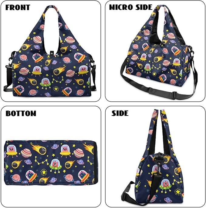 Mens Duffle Bag with Shoes Compartment, Travel Duffel Bags with Yoga Mat Holder, Wet Pocket, Carrying Function Gym Bags for Yoga Pilates Swimming