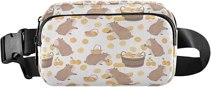 Kawaii Capybara Orange Fanny Pack for Women Men Water Resistant Fashion Waist Packs with Adjustable Strap Belt Bag for Travel Workout Jogging Hiking 21220247