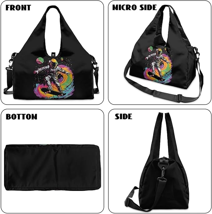 Mens Tote Bag with Carriers, Fits All Stuff Mens Gym Bag with Shoe Compartment, Pocket, Double Zipper Weekender Bag Take in Out Mat Easily