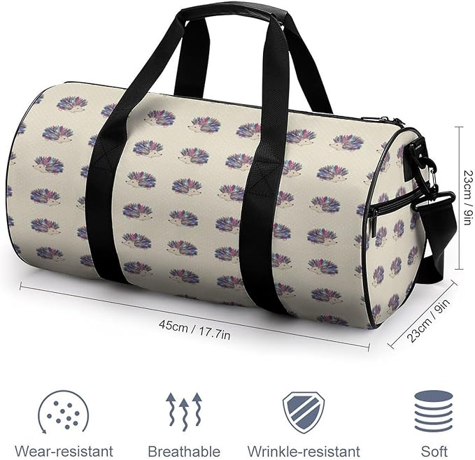 Workout Lightweight Duffel Bags Hedgehog Polka Dot Carry On Weekender Overnight Bag Gym Sport Yoga Dance Bags