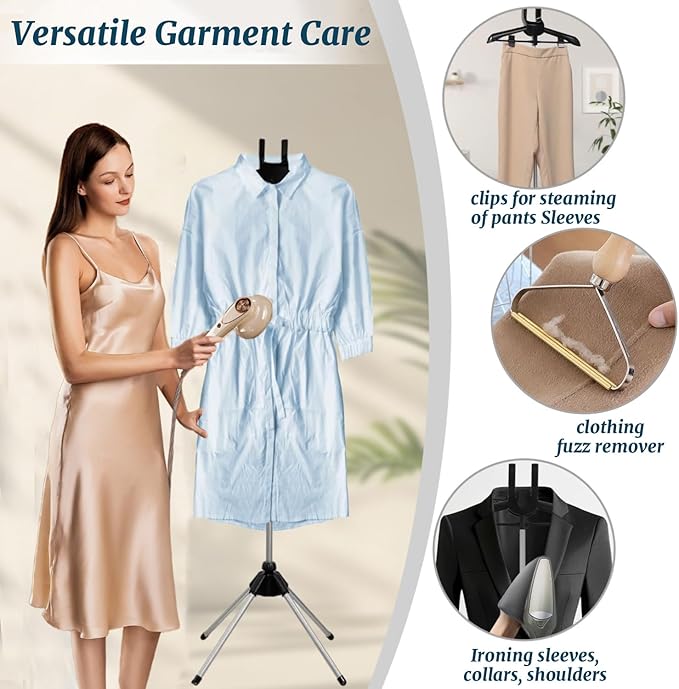 Garment Steamer Stand for Clothes – Adjustable Steaming Rack with Hanger – Foldable & Portable for Travel & Home,Gift For Christmas