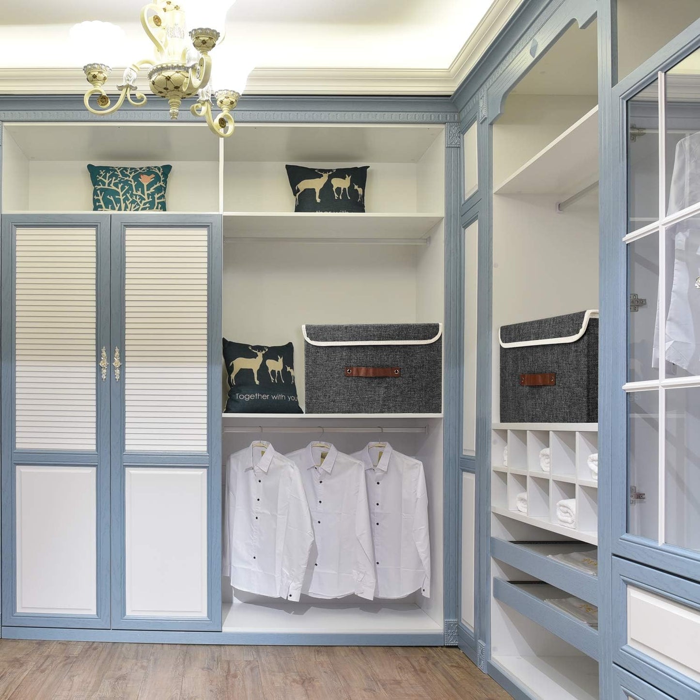 TYEERS Collapsible Storage Boxes, Washable Fabric Storage Bins with Lids, 14.9x9.8x9.8 inches, 3 Pack, Black