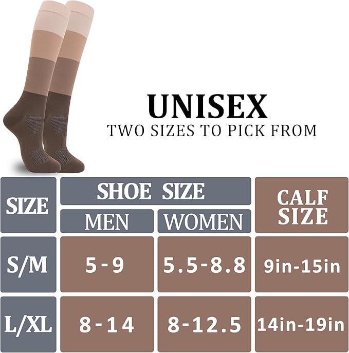 fenglaoda 3 Pairs Compression Socks for Women & Men Knee High Nurse Pregnant Cute Medical Running Travel Athletic