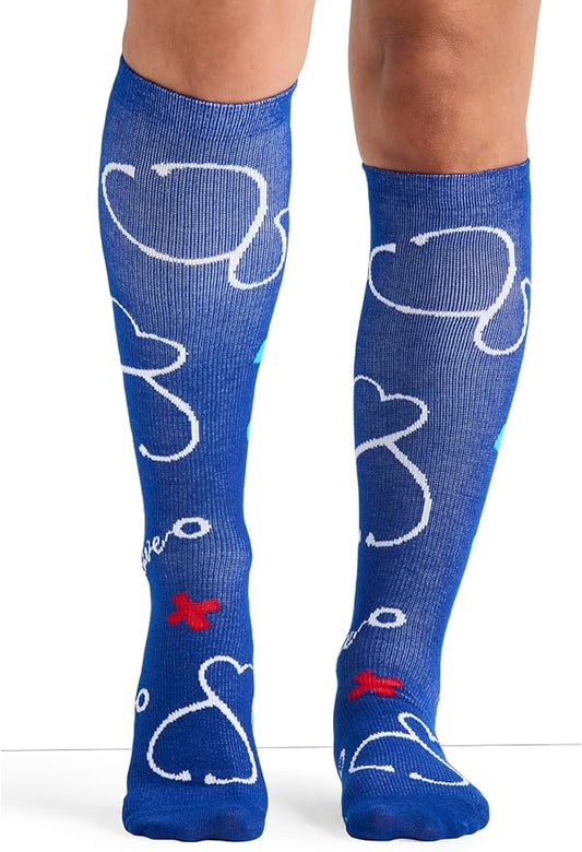 Cherokee Women's 10-15mmHg Compression Socks – Fun Print Knee Highs with Light Support, Soft Feel - PRINTSUPPORT