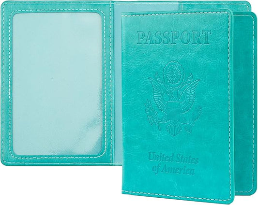Passport Holder, Passport Holders Cover Case, 1 Pack Passport with Vaccine Card Slot, Travel Passport Wallet for Women Men, Travel Documents Organizer Protector Travel Essentials, Lake Blue