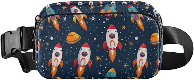 Space Rockets Fanny Pack for Women Men Water Resistant Fashion Waist Packs with Adjustable Strap Belt Bag for Travel Workout Jogging Hiking 21219348
