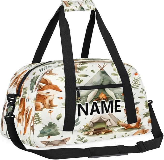 Squirrels Mini Gym Bag 18 inch for Women Men Waterproof Custom Forest Little Animals Travel Duffel Bag Carry On Overnight Tote Nurse Bag for Work Fitness Hiking