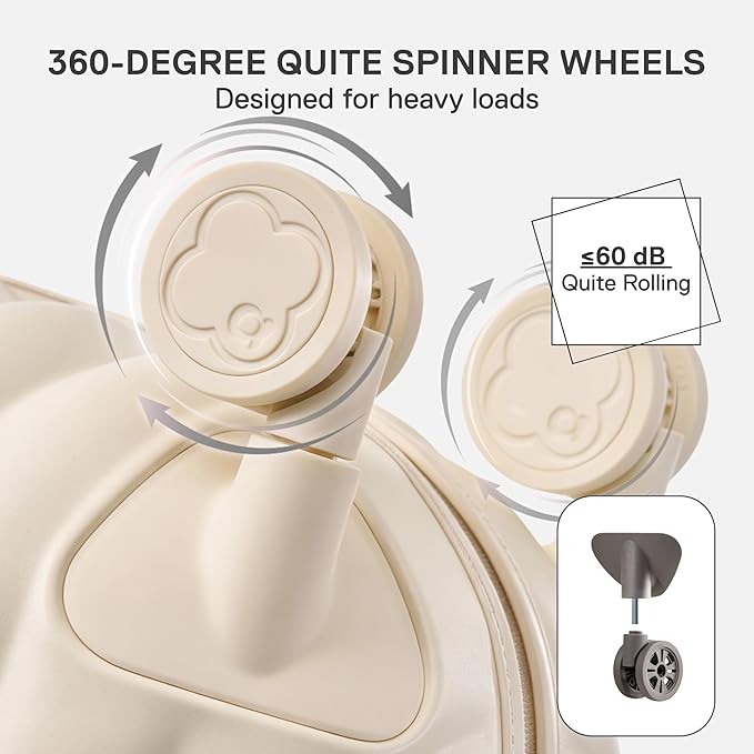 artrips Bread Design 28 inch Suitcase, Lightweight Hardside Luggage with 8 Spinner Wheels, PC TSA Lock, 98L, White