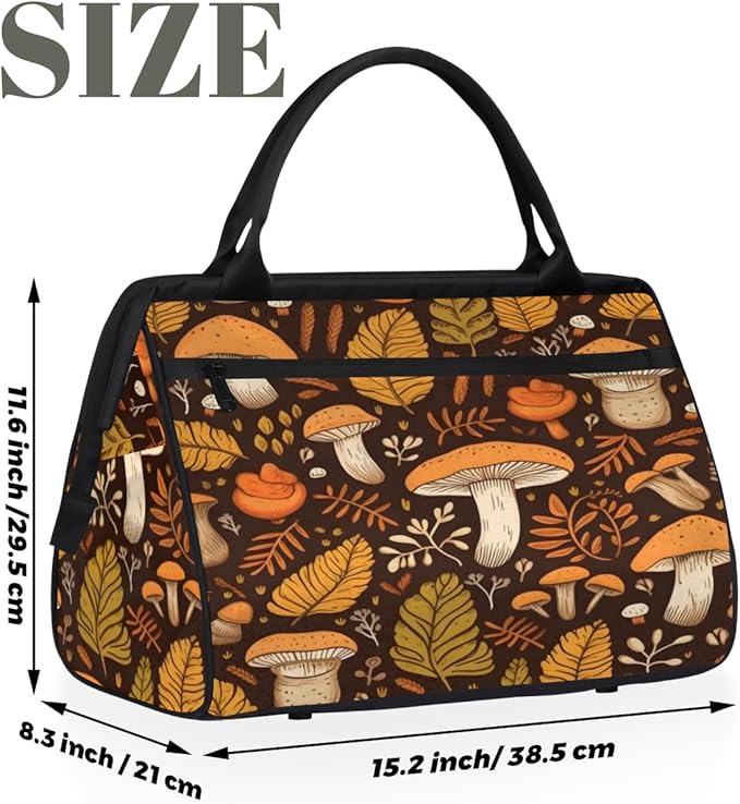 Mushroom Overnight Weekender Bag for Women Men Travel Duffel Bags Waterproof Luggage Carry on Sports Yoga Gym Bag
