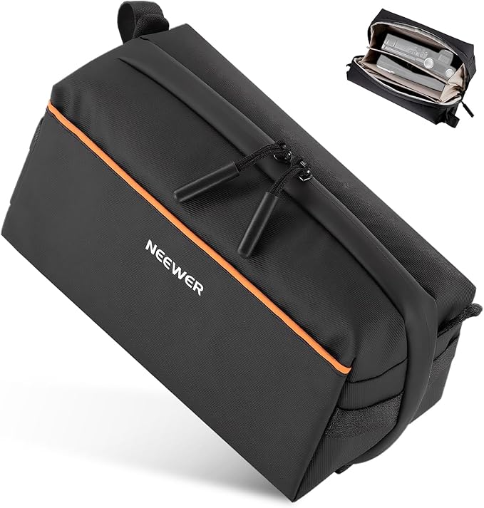 NEEWER Tech Pouch, Splashproof Tech Organizer Storage Case Travel Carry Bag with Multi Compartments Shoulder Strap for Electronics Photography Accessories SD Card Battery Cable Cord Charger, PB024