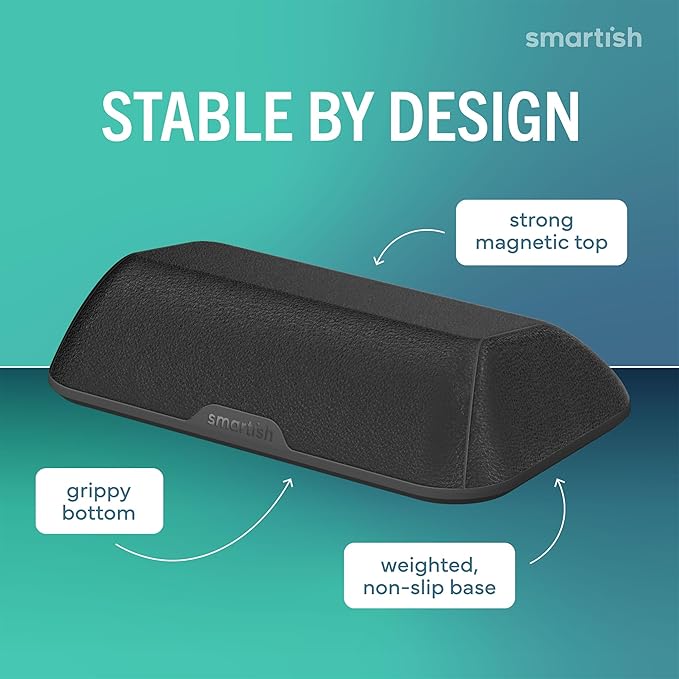 Smartish® Magnetic Cord Holder - Bigger Cable Wrangler Organizer with Magnet Clips for Charger Management on Desktop, Nightstand - Holds 6+ Cables - Black Tie Affair