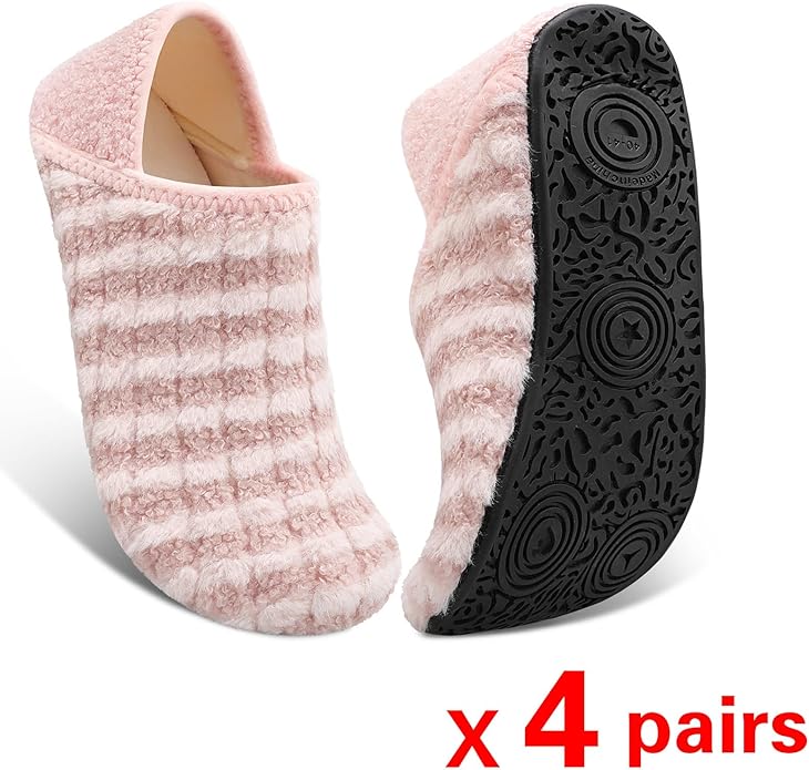 BARERUN Slippers Bulk for Women Men with Rubber Sole Soft-Lightweight House Slipper Socks Wide Barefoot Slippers Around House Shoes Non Slip Indoor/Outdoor