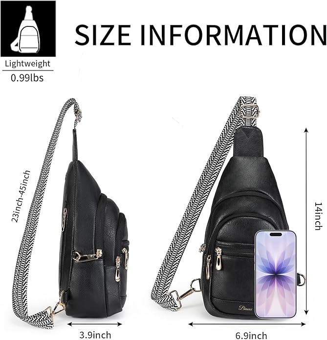 Crossbody Purses Bags for Women Travel, Anti Theft RFID Blocking Sling Chest Bag, Small Vegan Leather Purse for Casual