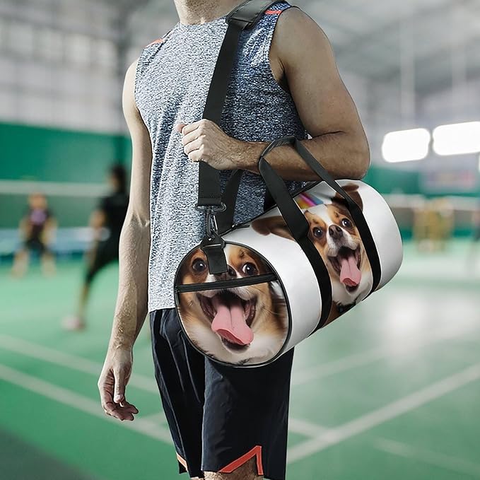 Sports Gym Bag for Women Men Travel Duffel Bag Tote Weekender Bag Funny Dog Carry on Overnight Bag for Travel Swimming Fitness Workout Sports Duffle Bag