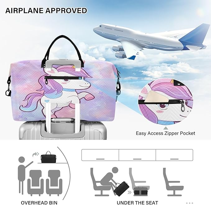 Travel Duffle Bag, Colorful Tie Dye Unicorn Gym Bag with Storage Bag Weekender Overnight Bag for Men Women Trip Sports Yoga