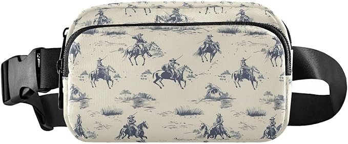 Western Cowboys on Horses-1 Fanny Pack for Women Men Water Resistant Fashion Waist Packs with Adjustable Strap Belt Bag for Travel Workout Jogging Hiking 21217630