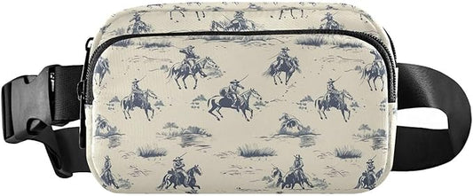Western Cowboys on Horses-1 Fanny Pack for Women Men Water Resistant Fashion Waist Packs with Adjustable Strap Belt Bag for Travel Workout Jogging Hiking 21217630