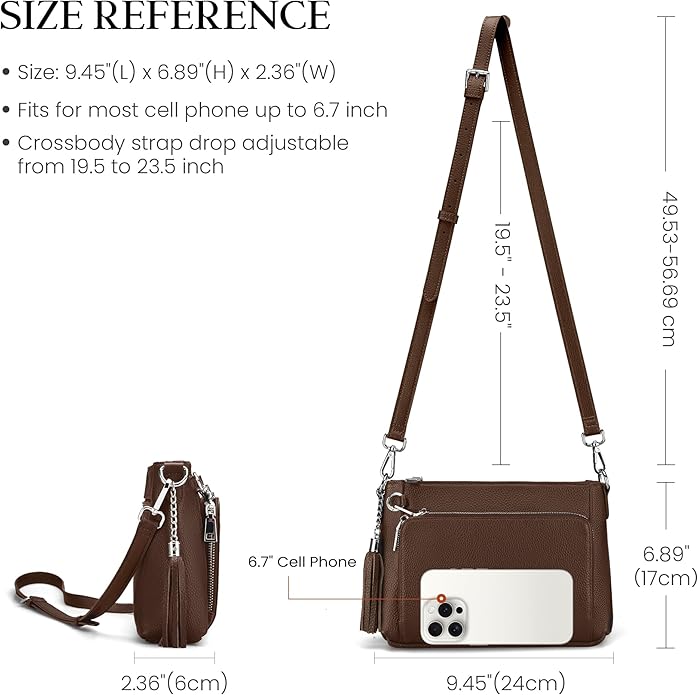 befen Anti Theft Genuine Leather Crossbody Bags for Women Handbags and Shoulder Basg with Built in Wallet RFID Leather Purse