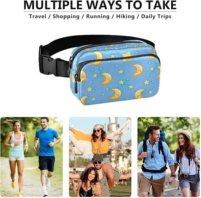 Moons Stars Fanny Pack for Women Men Water Resistant Fashion Waist Packs with Adjustable Strap Belt Bag for Travel Workout Jogging Hiking 21219039