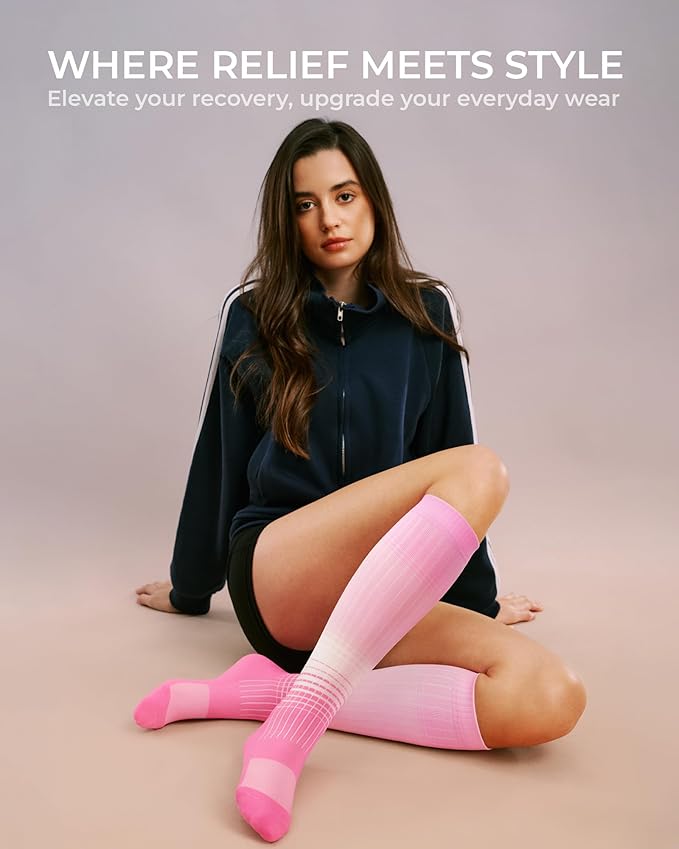 FITRELL 4 Pairs Compression Socks for Women & Men, 15-20mmHg Circulation Support for Athletic Travel Daily Wear