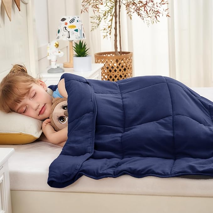 yescool Navy Weighted Blanket 3 Pounds Cooling Weighted Lap Blanket, Heavy Blanket for Sleeping, Weighted Throw Blanket Gifts for 20-40lbs, 36"x48"