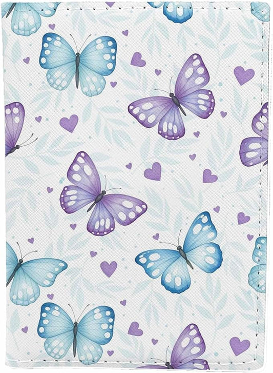 Colorful Butterflies Passport Holder for Travel Nature Leaf Floral Butterfly Flying PU Leather Passport Cover Wallet Cute Passport Card Holder for Women and Men