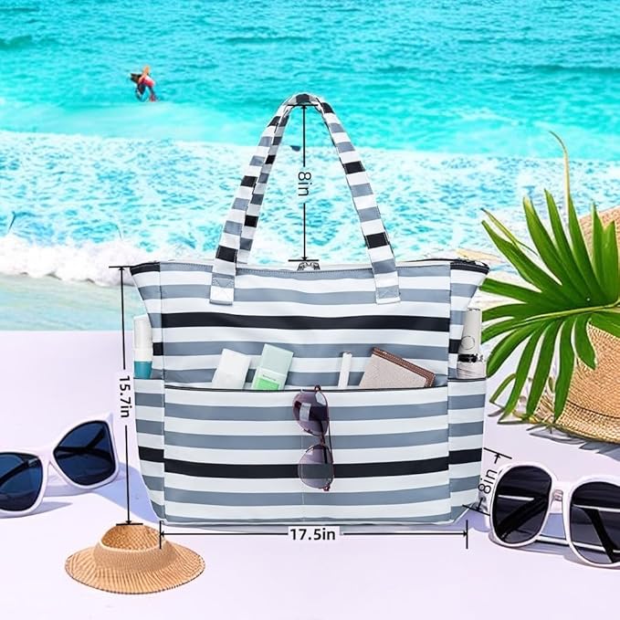 LEDAOU Beach Bag Waterproof Sandproof Women Beach Tote Pool Bag with Zipper for Swim Gym Grocery Travel with Wet Pocket | Sandproof, with Zipper, for Gym, Grocery, Travel, with Wet Pocket