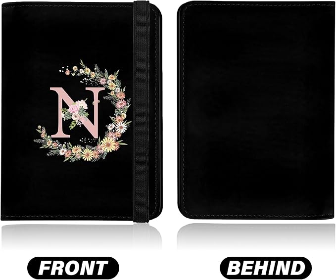 Cute Passport Holder and Holder Combo Passport Cover with RFID Blocking Women Men Compatible Wallet Credit Card Protector (Black-N)