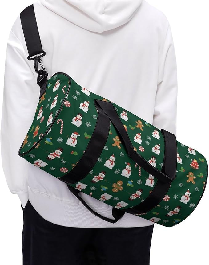 Beach Swim Bags Green Gingerbread Men Women Duffle Bag Foldable Gym Bag Lightweight Travel Sports Bags for Men and Women