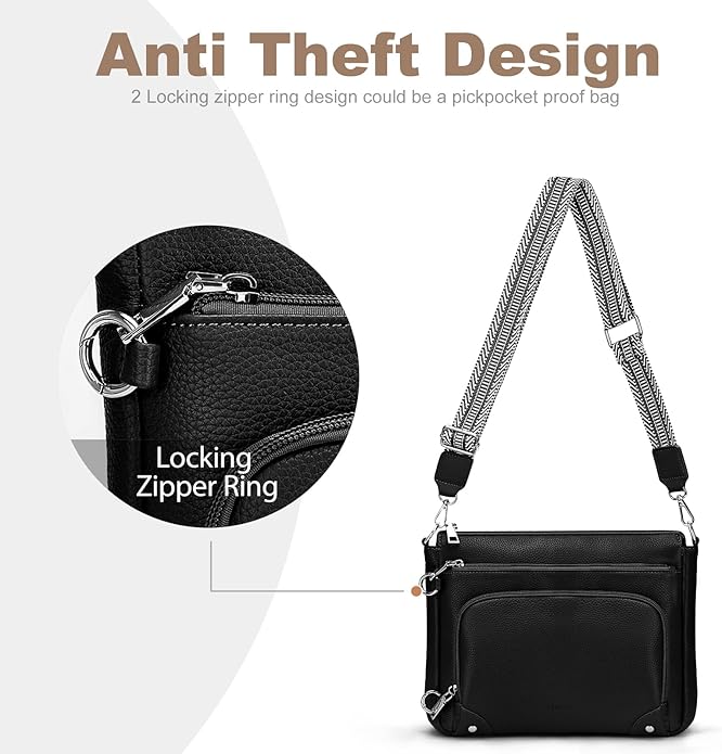 Anti-Theft Crossbody Purse for Women, Crossbody Shoulder Bag with Built-in Wallet & RFID Blocking for Travel Workout