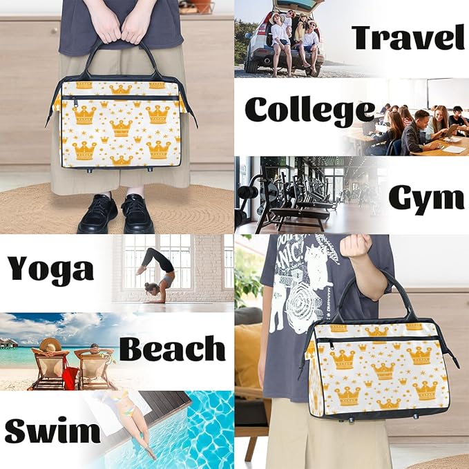 Golden Crown Overnight Weekender Bag for Women Men Travel Duffel Bags Waterproof Luggage Carry on Sports Yoga Gym Bag