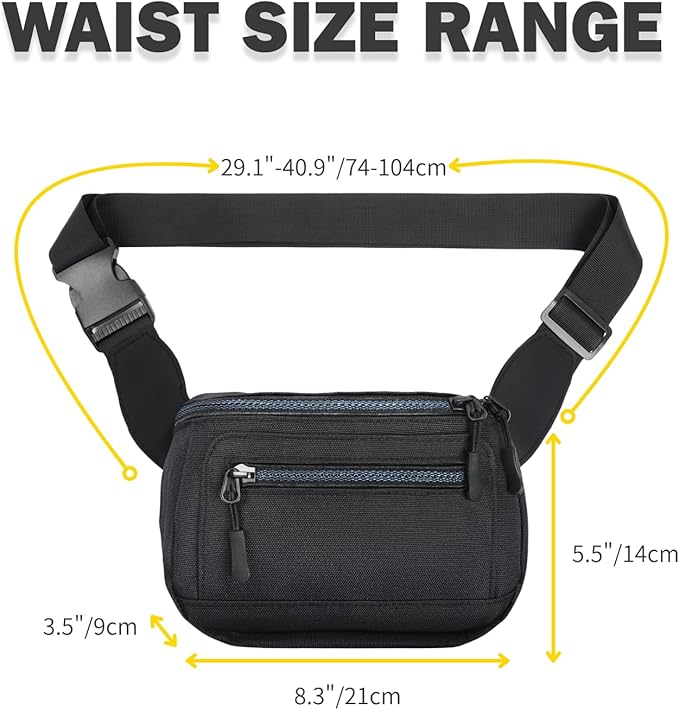 RFID Blocking Anti Theft Fanny Pack for Women and Men with Safety Hook for Travel and Daily Commute Water Resistant Crossbody Waist Bag Multiple Pockets Lightweight QUATIAN
