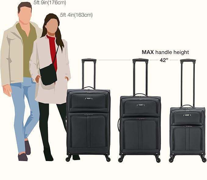 U.S. Traveler Anzio Softside Expandable Spinner Luggage, Dark Grey, Checked-Medium 26-Inch