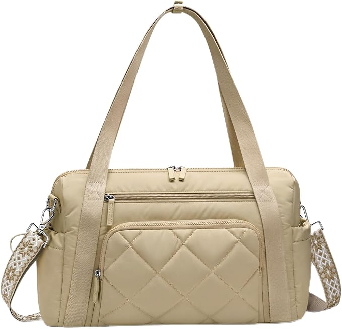 SYTRAH Gym Bag for Women, Duffle Weekender Bags for Travel, Lightweight Weekender Tote with Wet Pocket for Sports, Workout and Dance Khaki