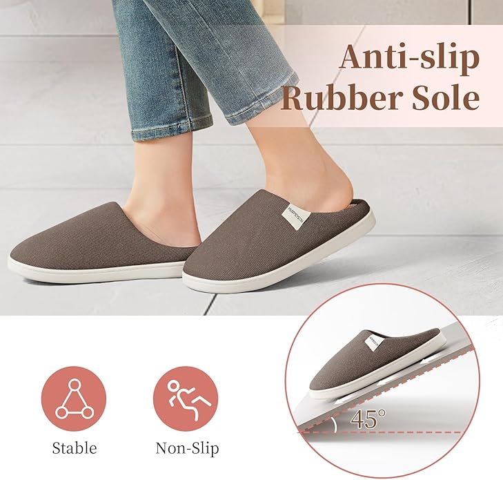 HUXMEYSON Slippers for Women, Womens Slippers Indoor Outdoor with Memory Foam, Cozy & Warm House Slippers for Woman with Anti-Slip Rubber Sole