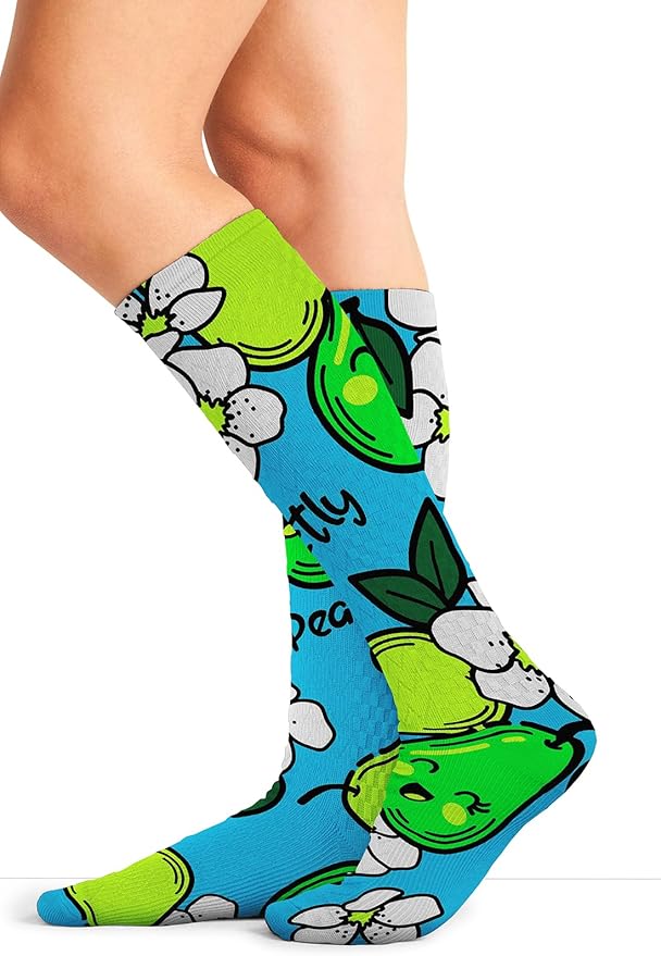 Cherokee Women's 10-15mmHg Compression Socks – Fun Print Knee Highs with Light Support, Soft Feel - PRINTSUPPORT