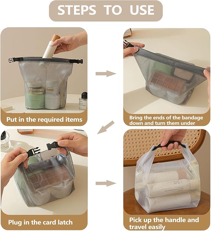 Cosmetic storage bag with dry and wet separation, wash bag, hand-held bag, portable storage bag, simple style,suitable for travel, fitness, swimming, outdoor rafting (Gray, 7.1in*6.3in*9.4in)