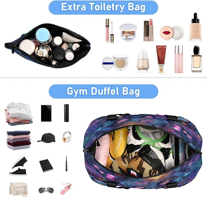 Travel Duffel Bags for Women Butterfly in Dark Florals Print Sports Duffel Bags Gym Bags with Shoes Compartment Tote Bag Weekender Bag for Travelling