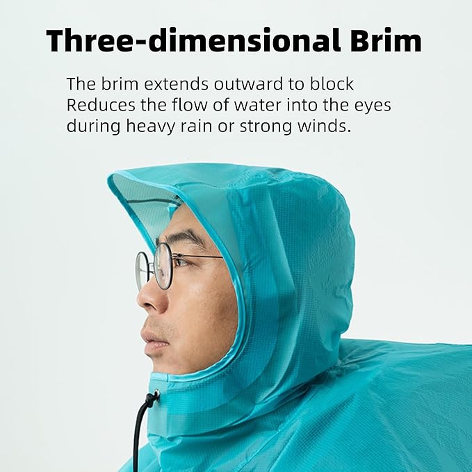 3FULGEAR Hooded Rain Ponchos for Adults, Waterproof Packable Lightweight Rain Coat Jacket for Men Women