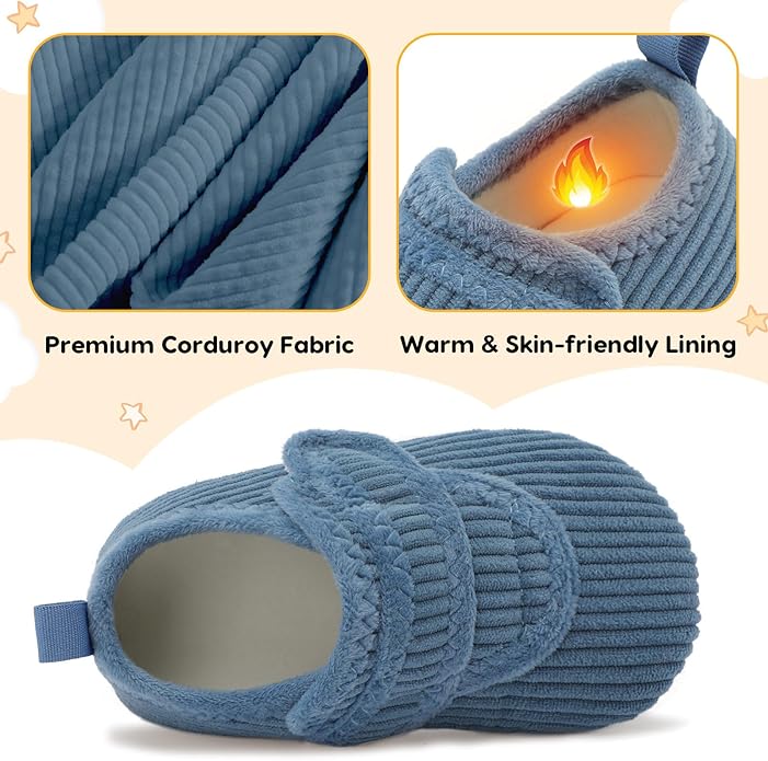 LeIsfIt Toddler Slippers Boys Girls House Shoes Soft Warm Kids House Slippers Slip on Cozy Bedroom Sock Shoes Non-slip Indoor Outdoor Slipper Shoe