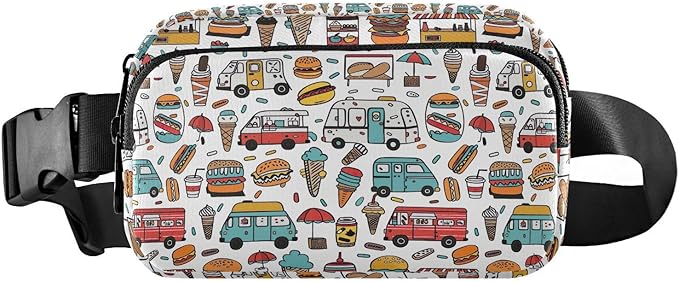 Kawaii Hamburger Bus Fanny Pack for Women Men Water Resistant Fashion Waist Packs with Adjustable Strap Belt Bag for Travel Workout Jogging Hiking 21220300
