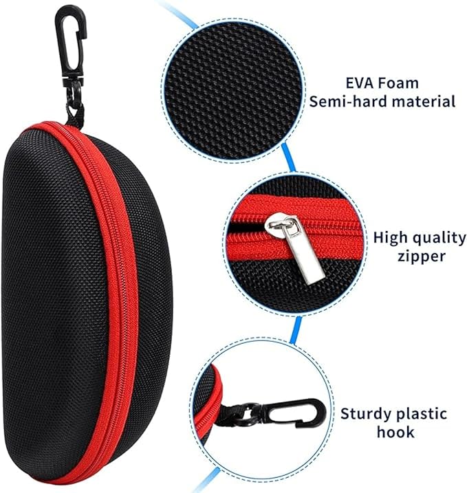 ZONLY 6 Pack Sunglasses Case Portable Travel Zipper Eyeglasses Case With Hook