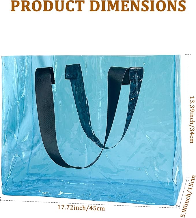 Holographic PVC Beach Bag Waterproof - 18×13×6inch Large Clear Tote for Women Men Pool Travel Sandproof Carry All