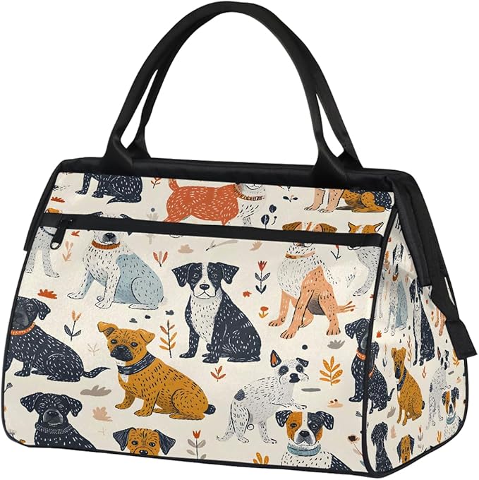 Multipurpose Duffle Bag, Waterproof Carry On Bag with Spacious Design, Cute Dogs Pattern Gym Bags, 15.2x8.3x11.6in