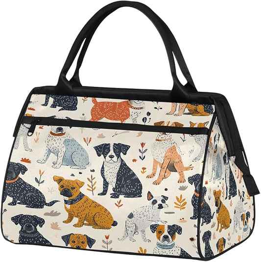 Multipurpose Duffle Bag, Waterproof Carry On Bag with Spacious Design, Cute Dogs Pattern Gym Bags, 15.2x8.3x11.6in